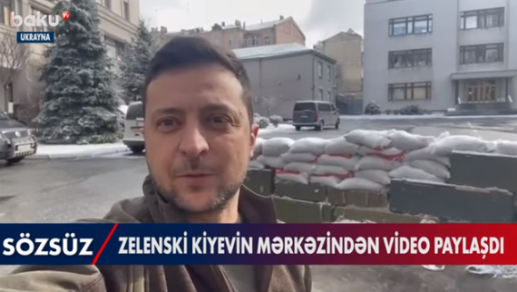 Zelenski Kiyevin mərkəzindən görüntülər paylaşdı - VİDEO